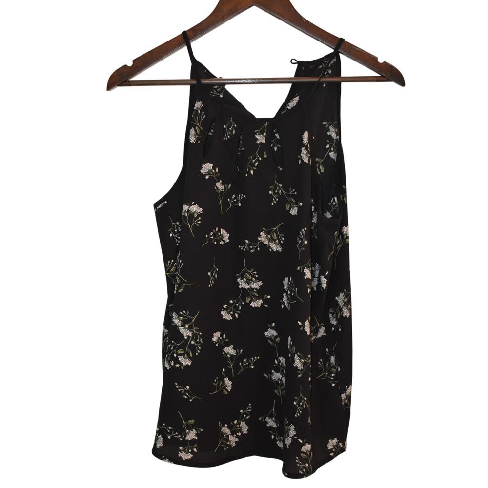 Papermoon Black Floral Eyelet Tank Top Size S
